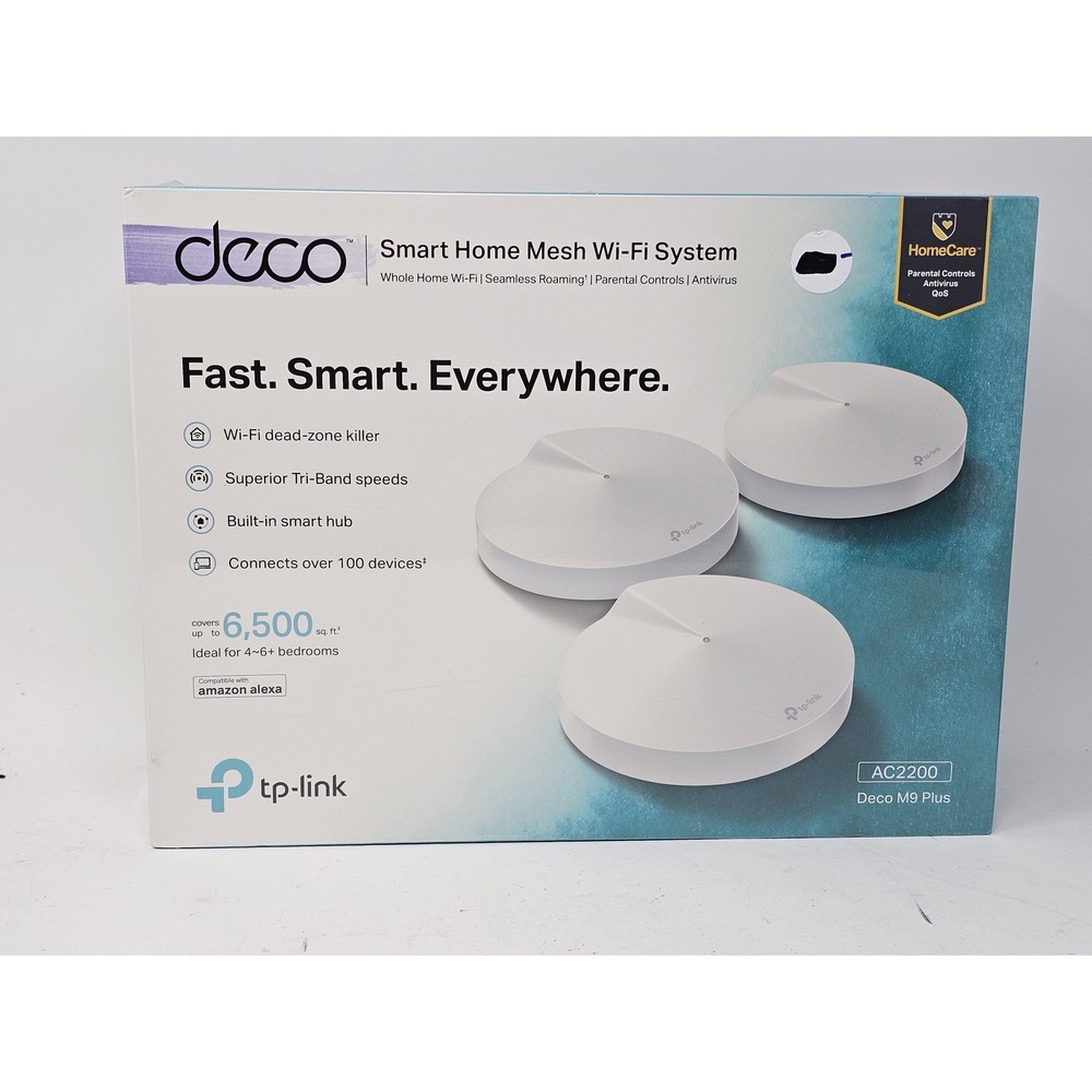 TP-Link Deco M9 Plus AC2200 Smart Home Mesh WiFi System 3 Pack Tri-Band Router